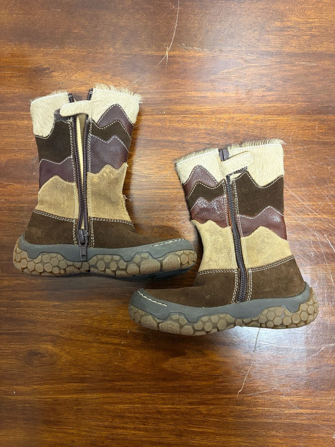 Naturino Girls Boots Size 24 Brown Leather Calf Hair Winter Snow 7