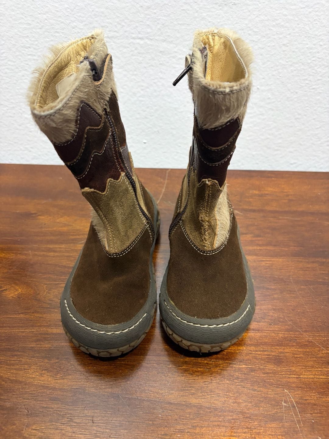 Naturino Girls Boots Size 24 Brown Leather Calf Hair Winter Snow 8