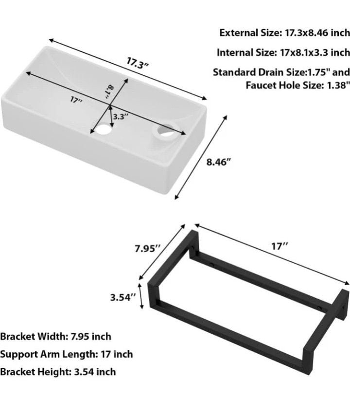 Kichae Wall Mount Small Floating Bathroom Sink with Towel Rack 4