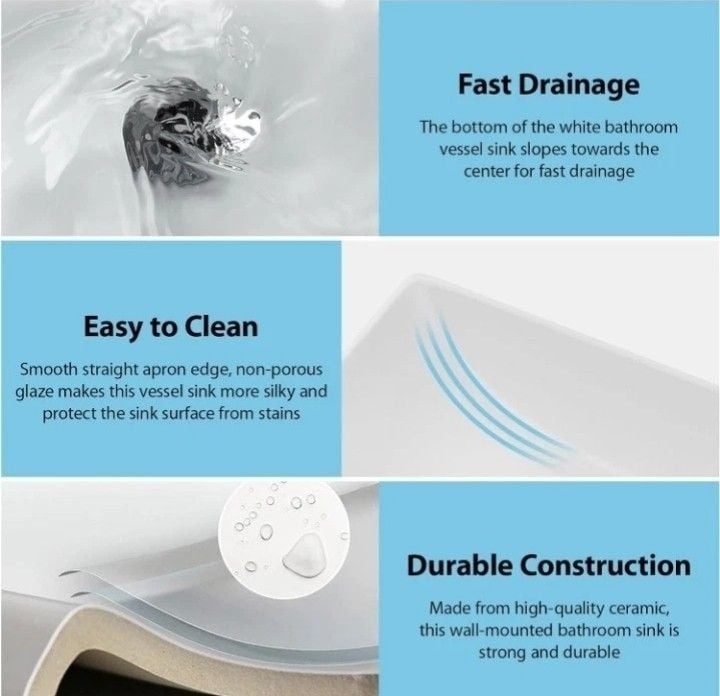 Kichae Wall Mount Small Floating Bathroom Sink with Towel Rack 7