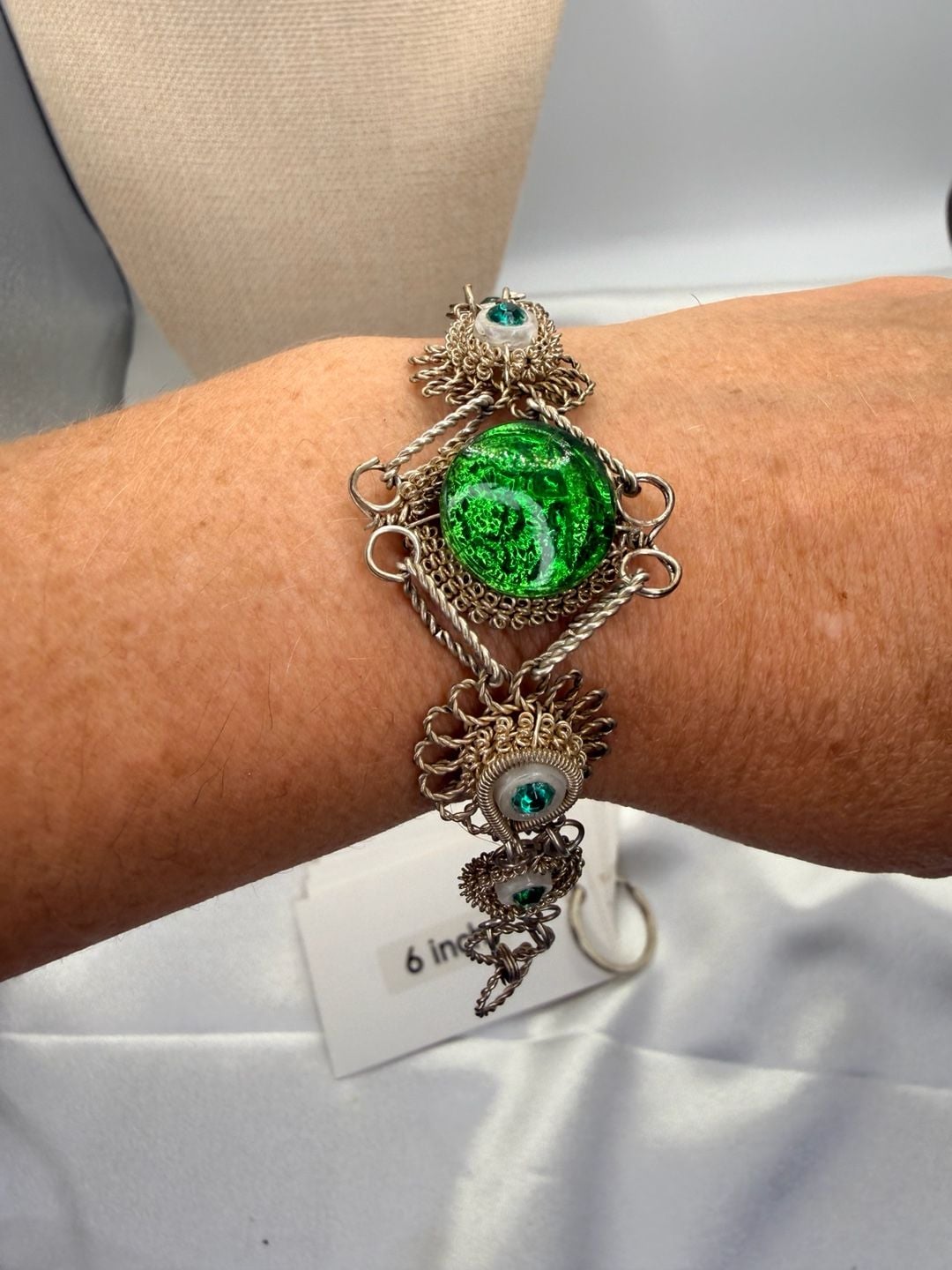 Unbranded Silesian Iron Wire Work Bracelet 6 Inch Green 7