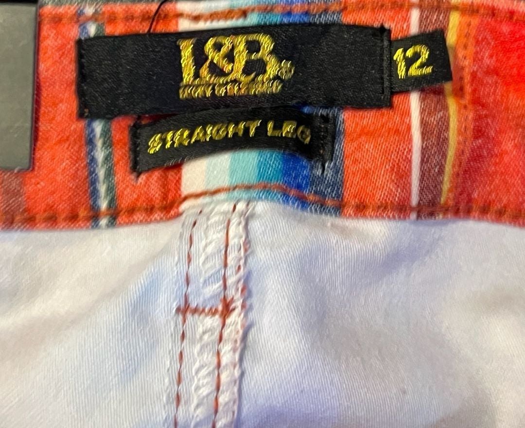 Cowgirl Western Lucky & Blessed Straight Leg Pants sz 12 Aztec Serape Fringe Red 7