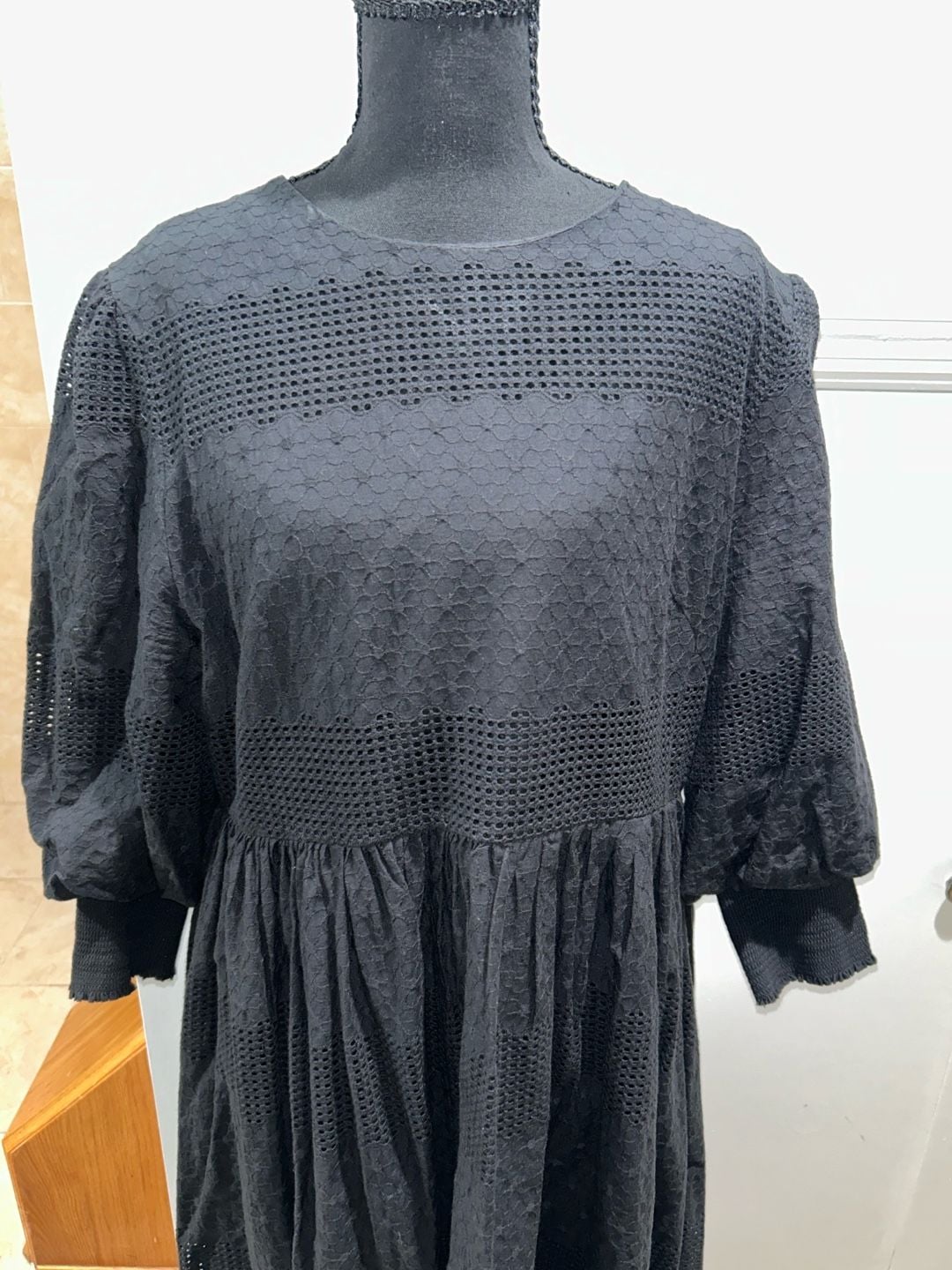 The Collective Dress Size XL Black Eyelet Lace Midi Long Sleeve 8