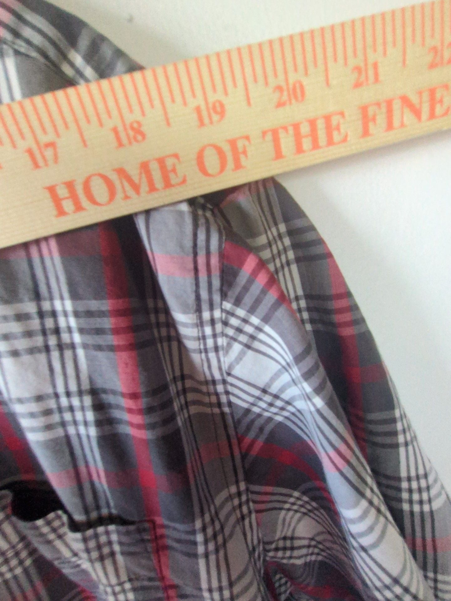 Faded Glory Short Sleeve Plaid Button-Up Shirt Red Gray 5