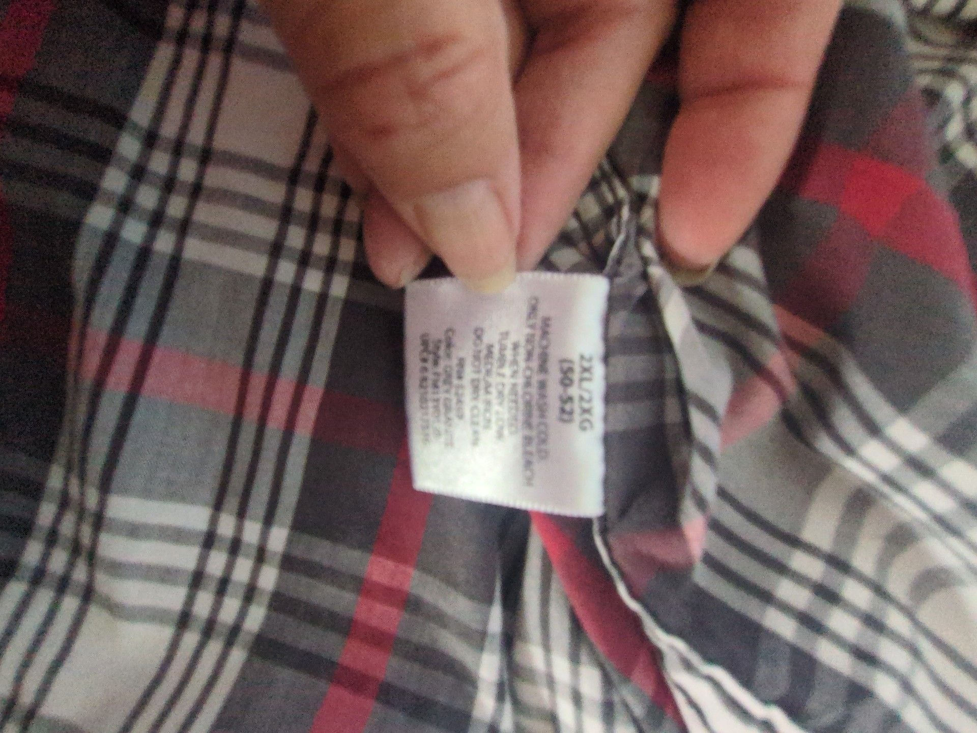 Faded Glory Short Sleeve Plaid Button-Up Shirt Red Gray 9