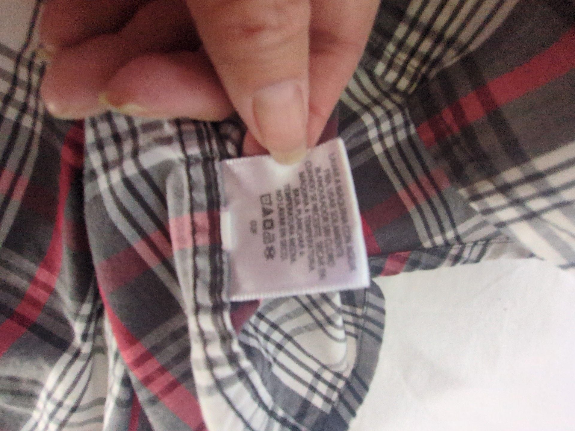 Faded Glory Short Sleeve Plaid Button-Up Shirt Red Gray 10