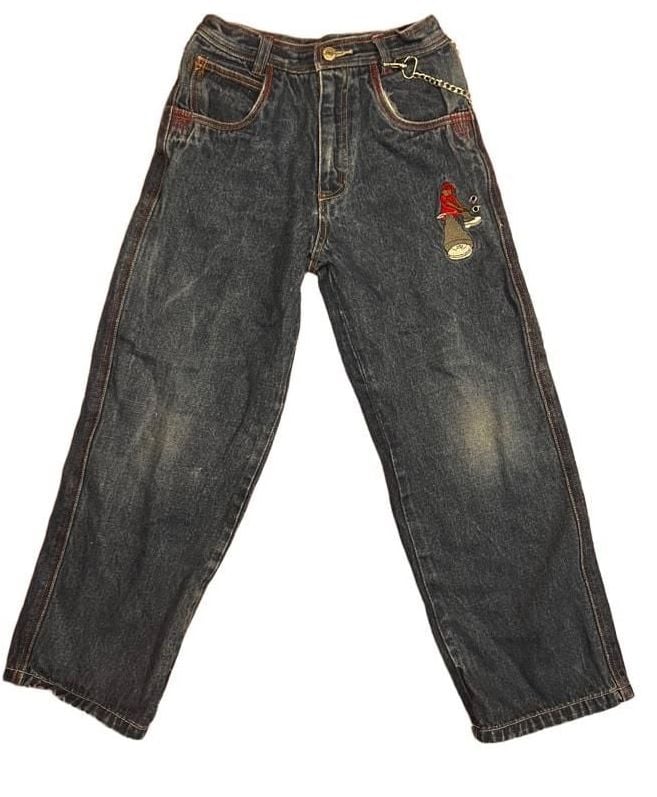 Urban X Vintage Y2K Baggy Skater Jeans Size 10 24W Embroidered Chain JNCO Style 10