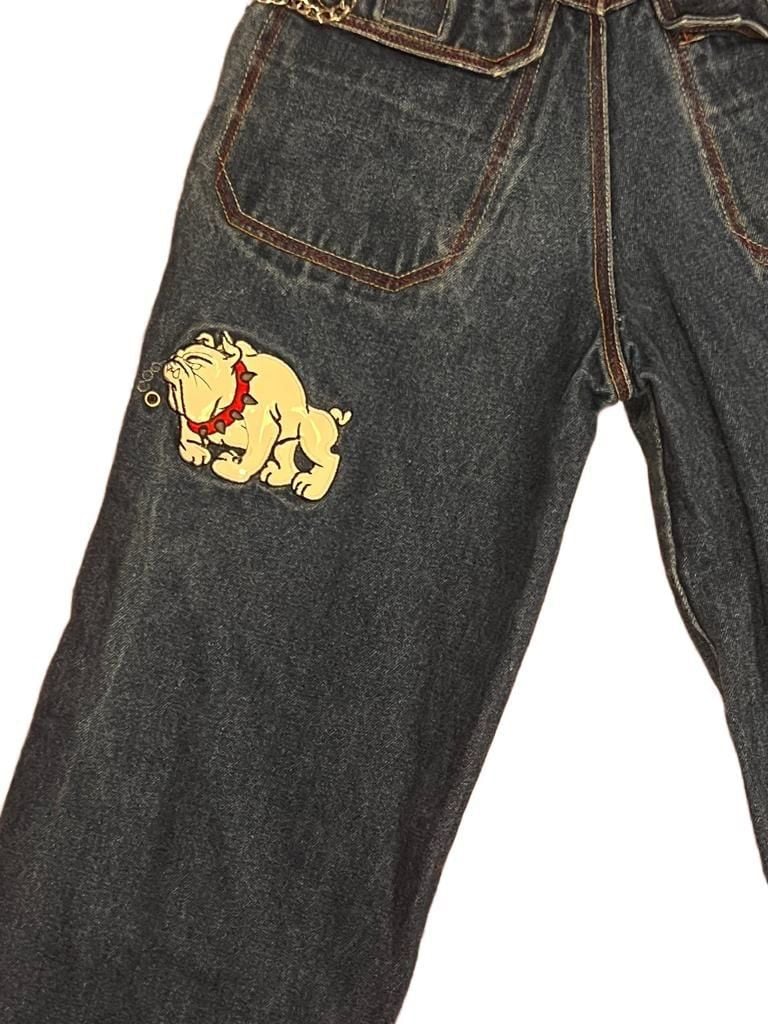Urban X Vintage Y2K Baggy Skater Jeans Size 10 24W Embroidered Chain JNCO Style 7