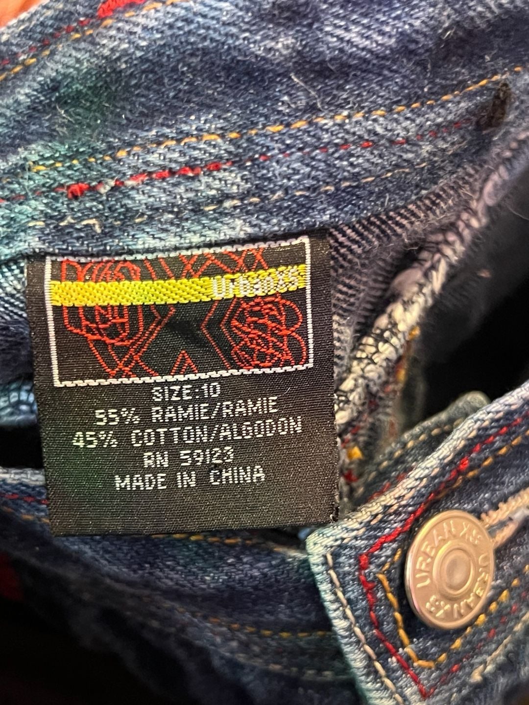Urban X Vintage Y2K Baggy Skater Jeans Size 10 24W Embroidered Chain JNCO Style 8