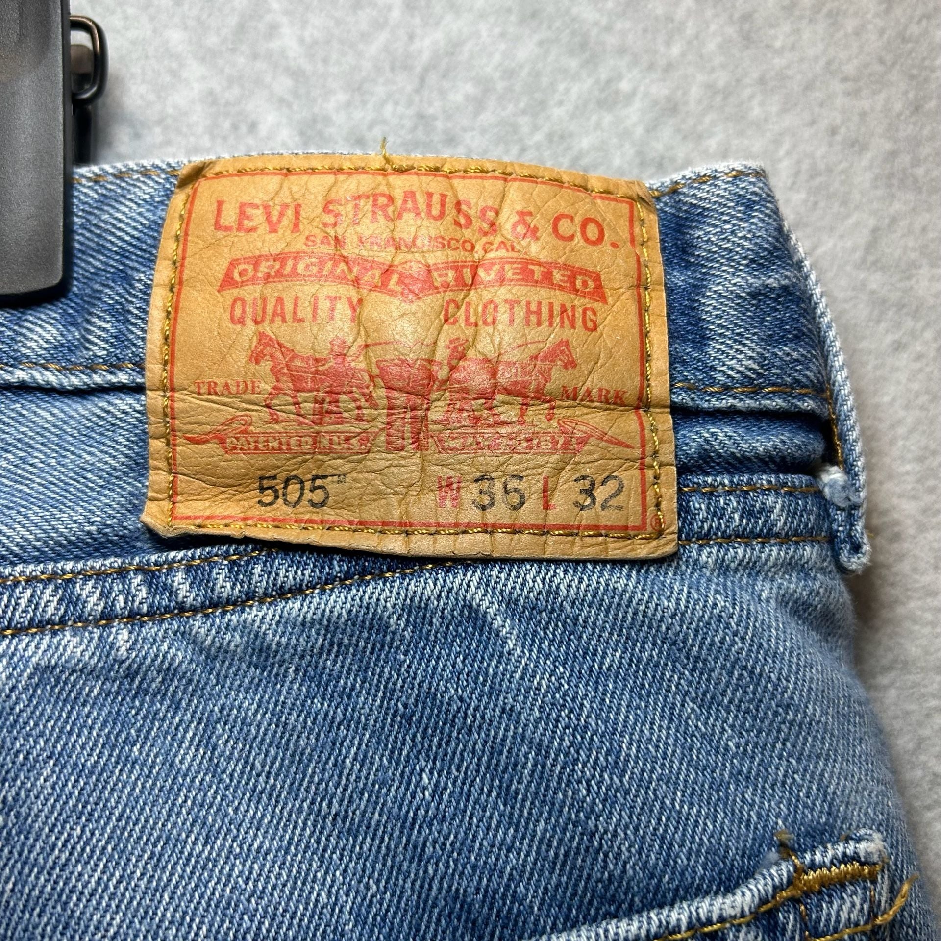 Levi's 505 Blue Denim Regular Fit Straight Leg Jeans Size 36x32 2