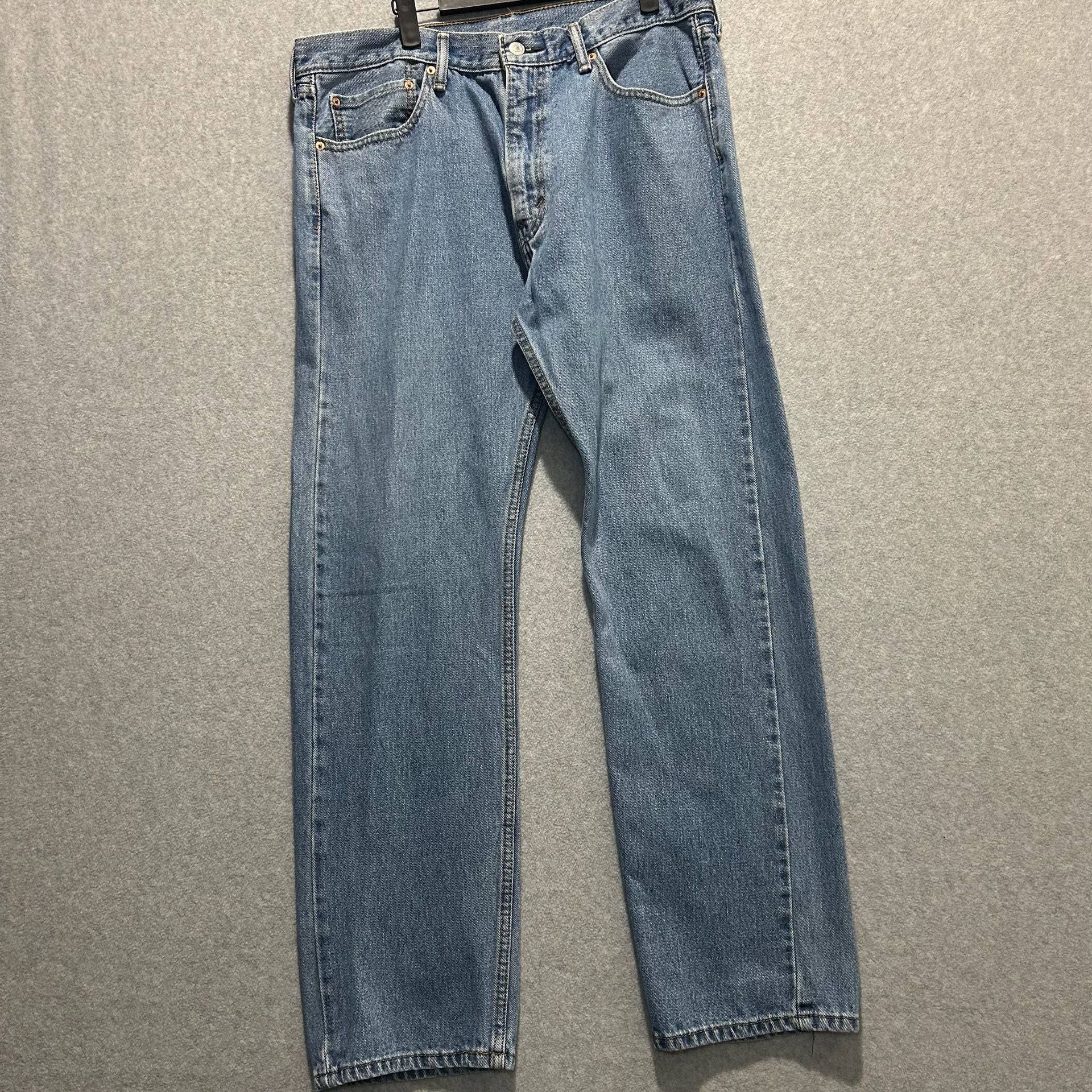Levi's 505 Blue Denim Regular Fit Straight Leg Jeans Size 36x32 3