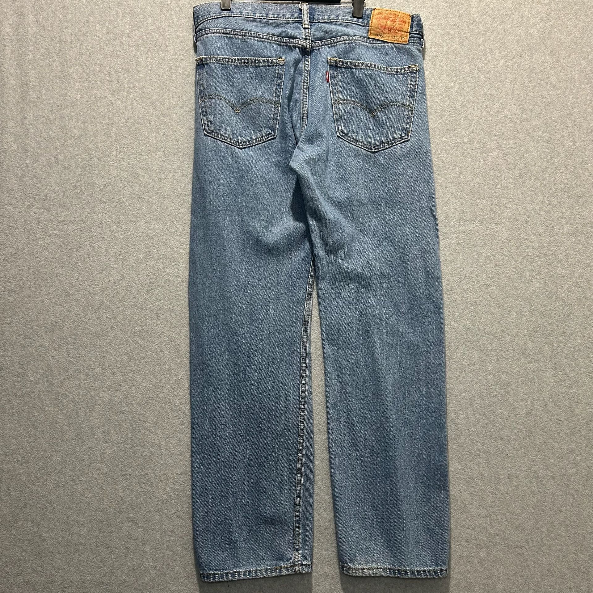 Levi's 505 Blue Denim Regular Fit Straight Leg Jeans Size 36x32 5