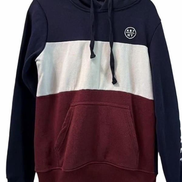 Aeropostale Colorblock Hoodie Size S Navy Maroon White