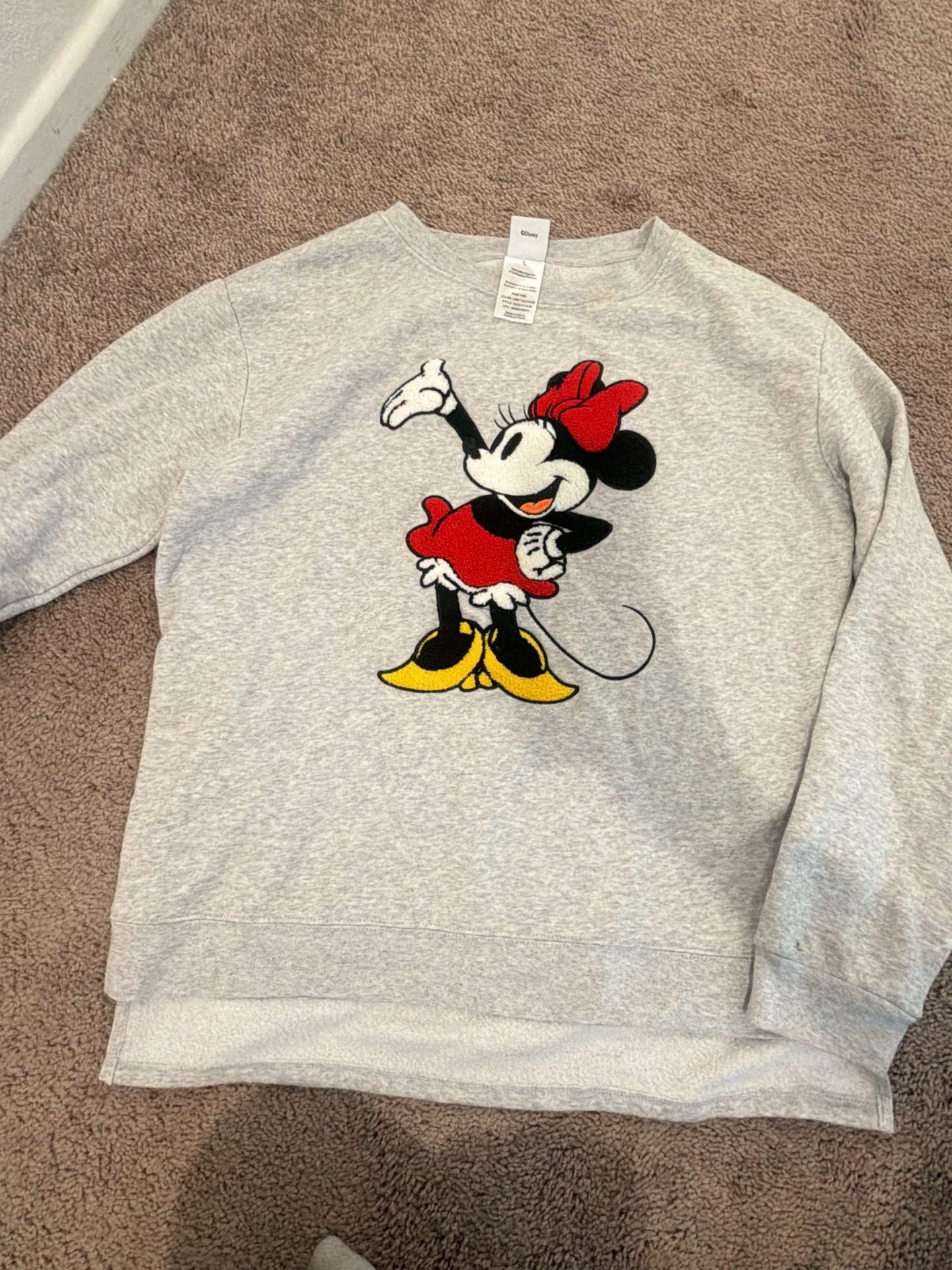 Disney Minnie Mouse Sweatshirt Size L Grey 1
