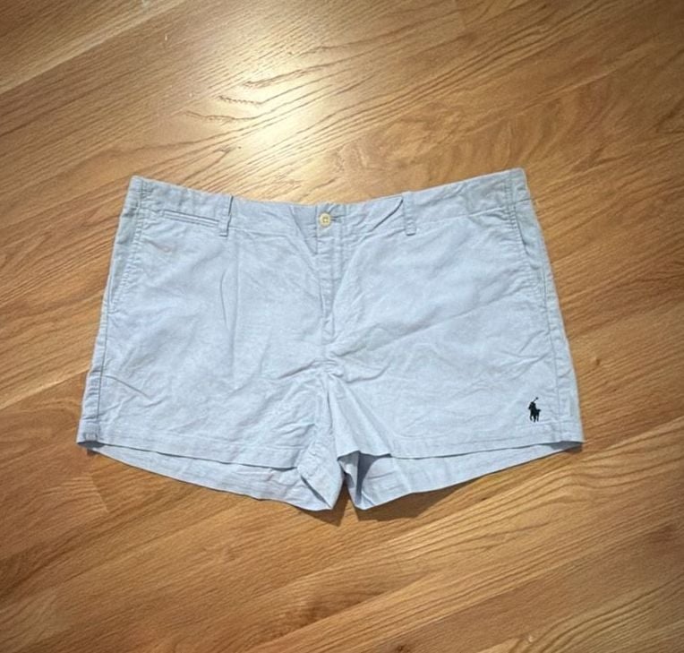 Ralph Lauren Chino Shorts Size 14 Light Blue Cotton Oxford Polo 2