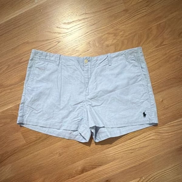Ralph Lauren Chino Shorts Size 14 Light Blue Cotton Oxford Polo
