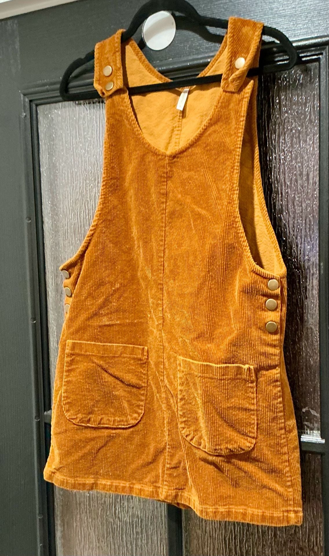 Rylee + Cru Corduroy Pinafore Dress Size S Mustard Yellow 2