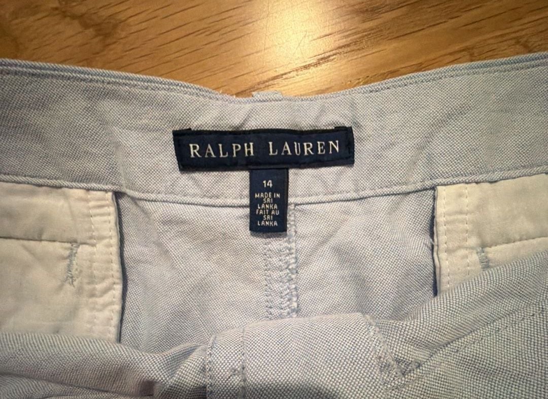 Ralph Lauren Chino Shorts Size 14 Light Blue Cotton Oxford Polo 5