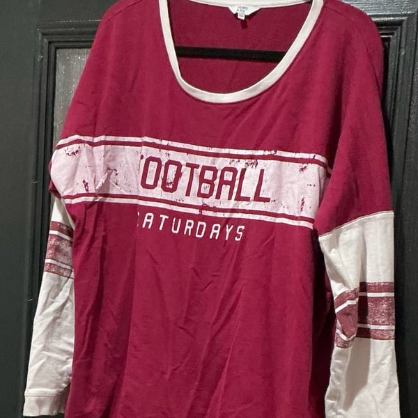 Crown & Ivy Football Saturdays Sweatshirt Size XXL Red White Long Sleeve Top