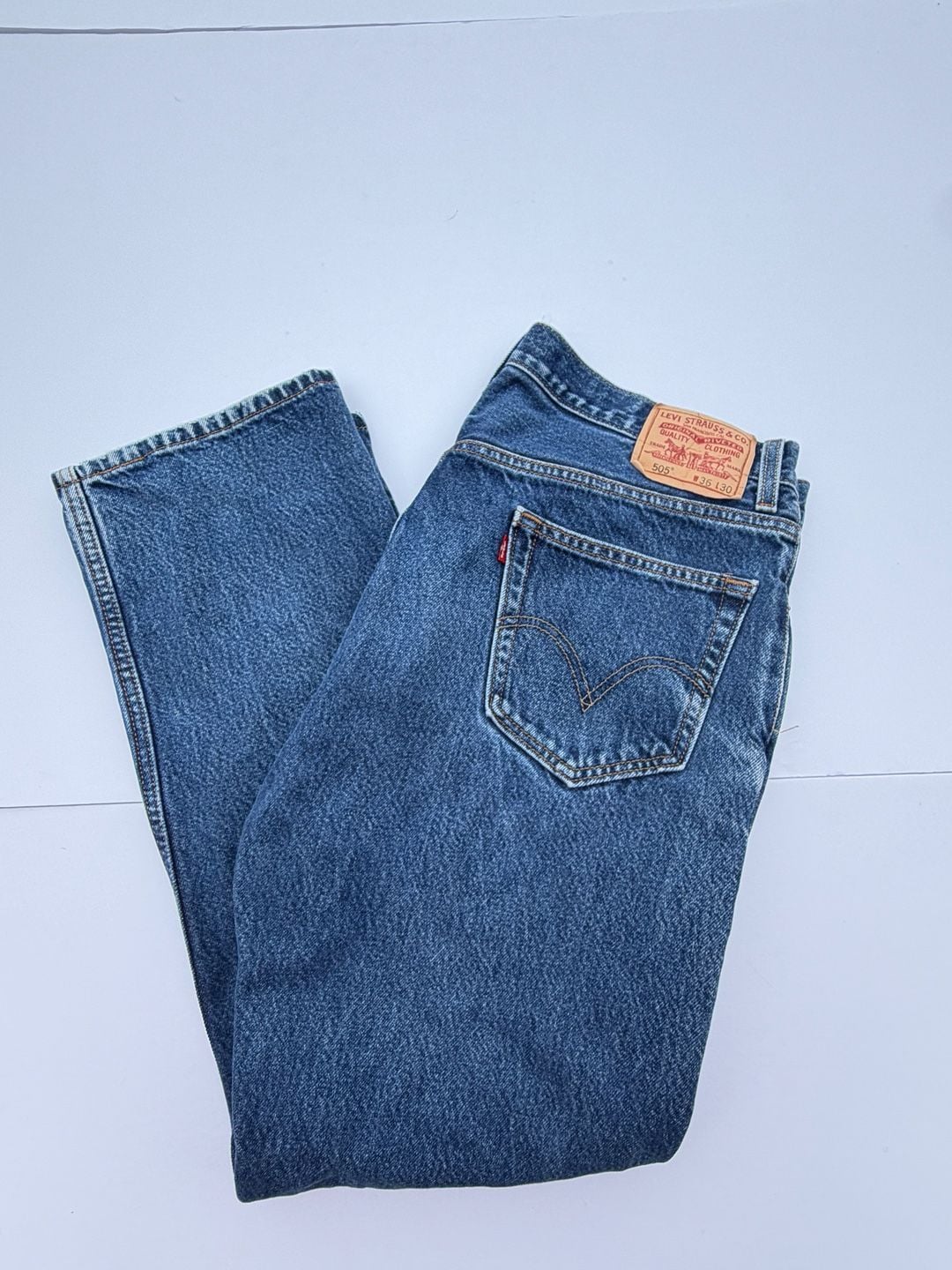 Levi's 505 Regular Fit Jeans Size 36x30 Medium Wash Blue Denim 2