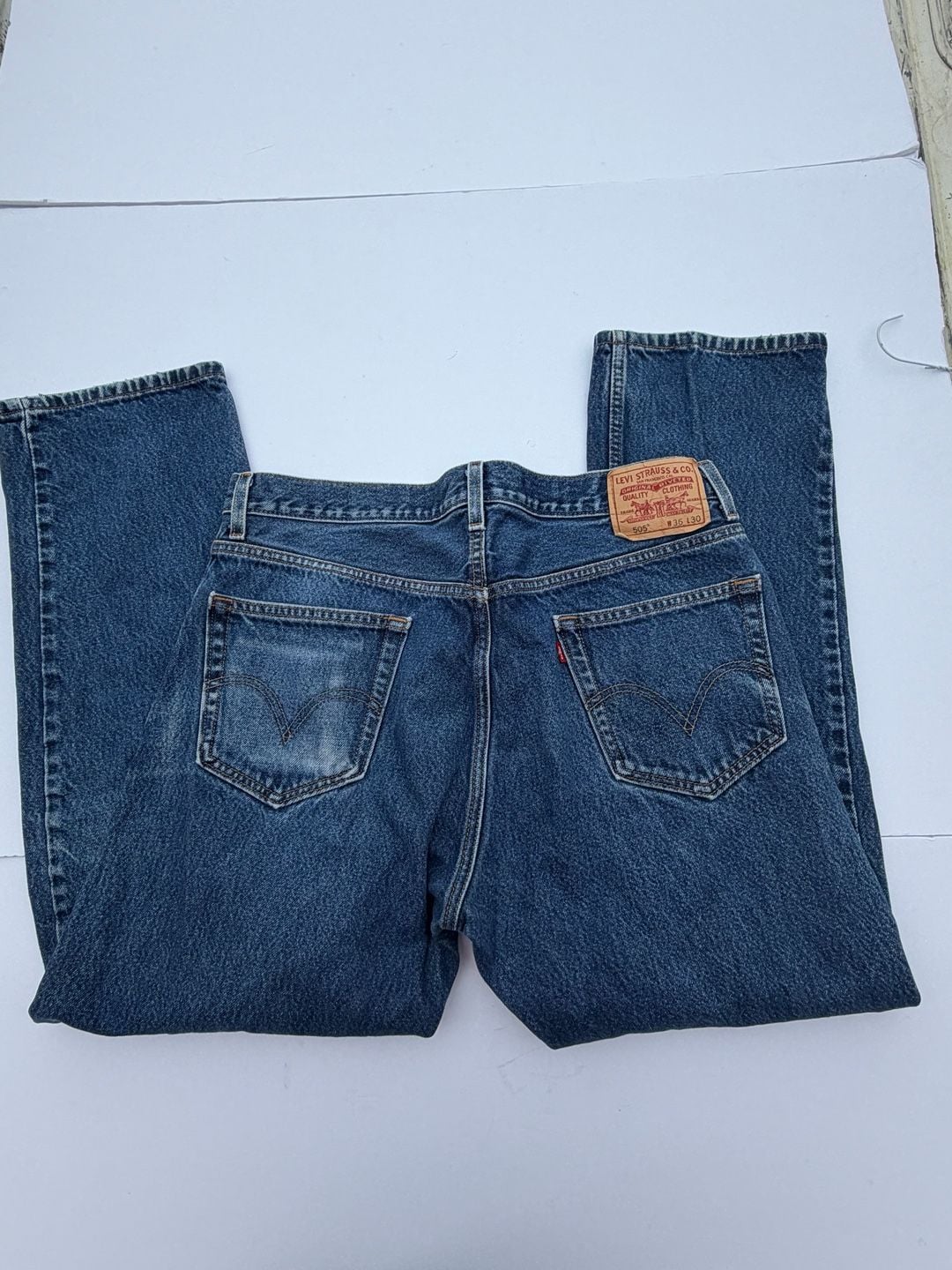 Levi's 505 Regular Fit Jeans Size 36x30 Medium Wash Blue Denim 6