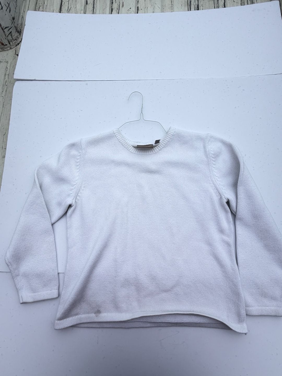 Croft & Barrow Sweater Size L White Knit Crewneck Long Sleeve 2