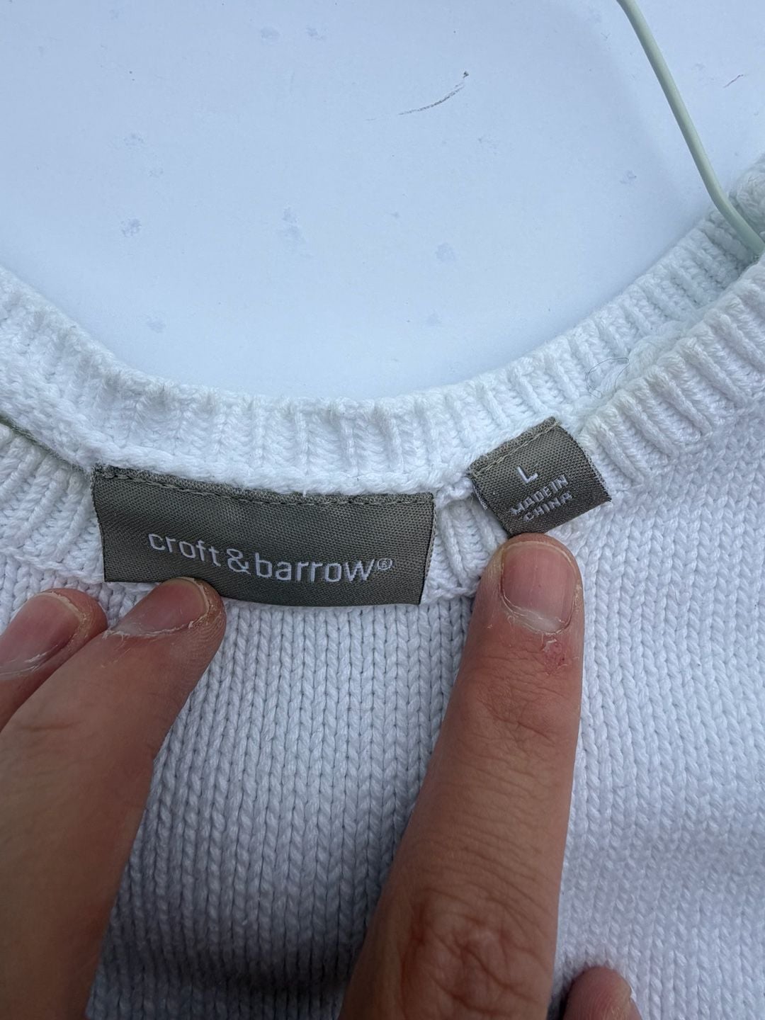 Croft & Barrow Sweater Size L White Knit Crewneck Long Sleeve 3