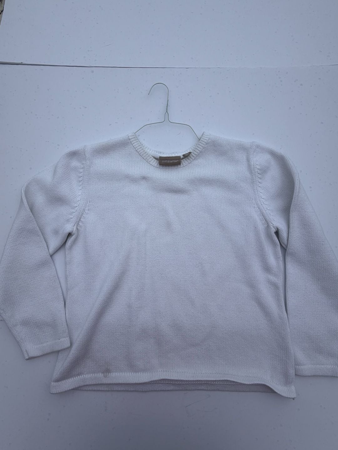 Croft & Barrow Sweater Size L White Knit Crewneck Long Sleeve 4