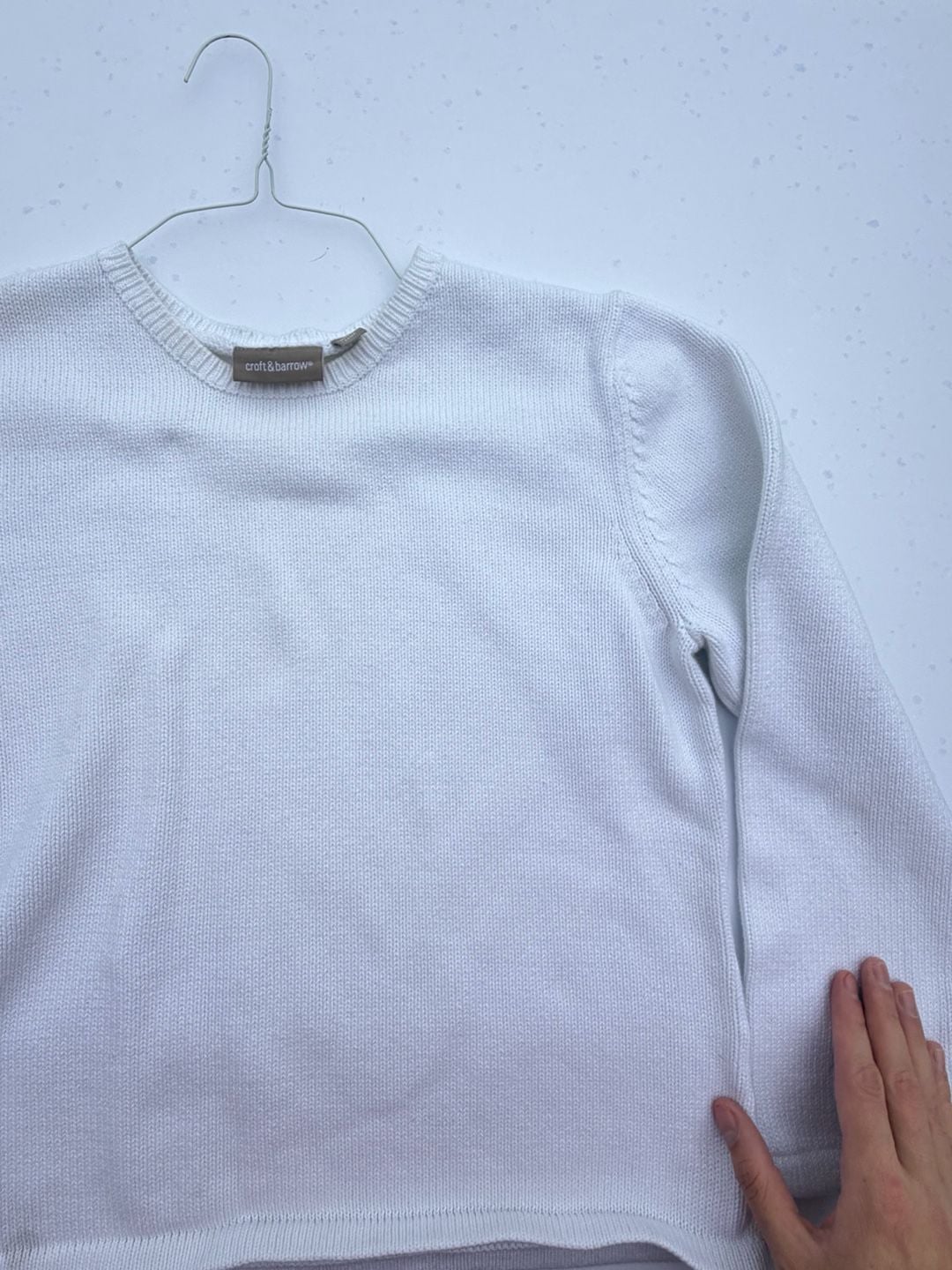 Croft & Barrow Sweater Size L White Knit Crewneck Long Sleeve 5