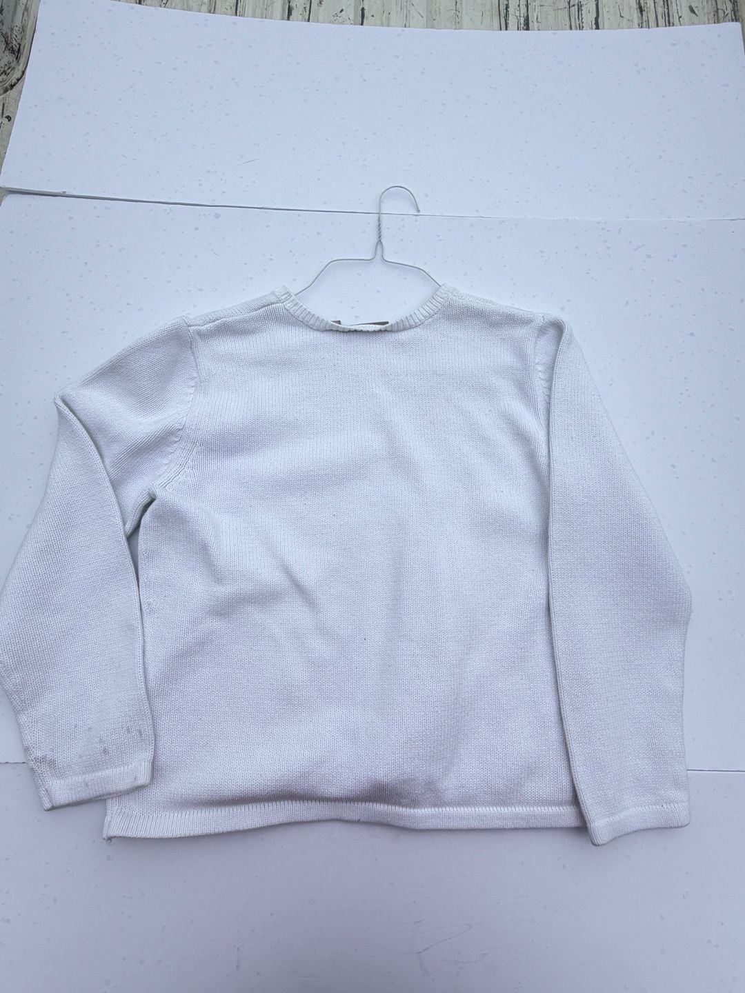 Croft & Barrow Sweater Size L White Knit Crewneck Long Sleeve 6