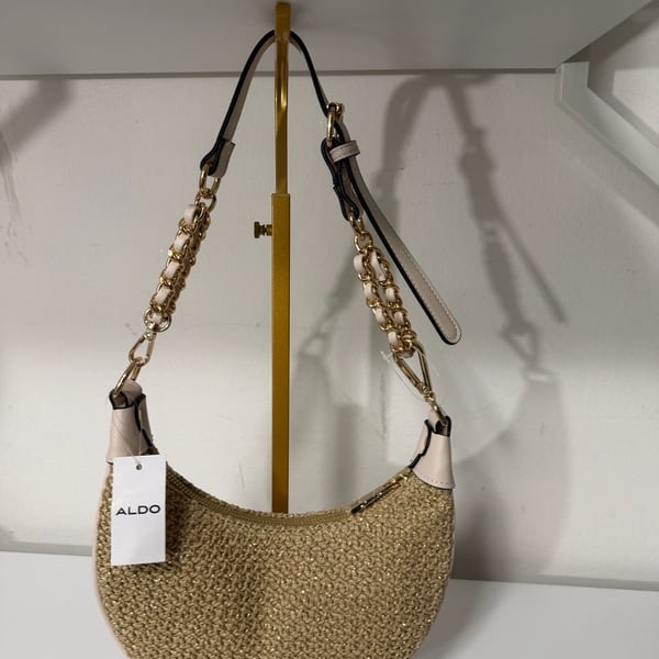 ALDO Beachglowx woven straw women's small crossbody - Natural / White~