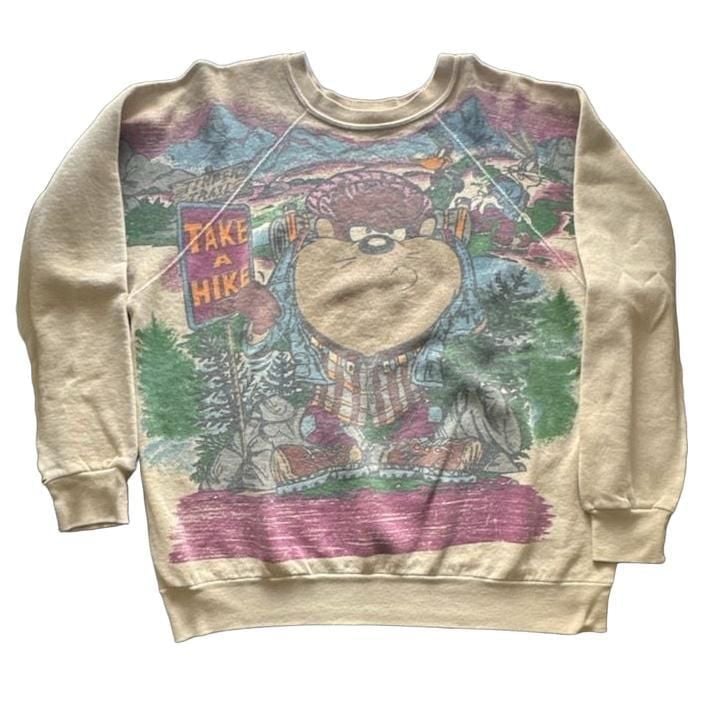 VTG 90s Looney Tunes Taz Take A Hike Vintage Sweatshirt 1