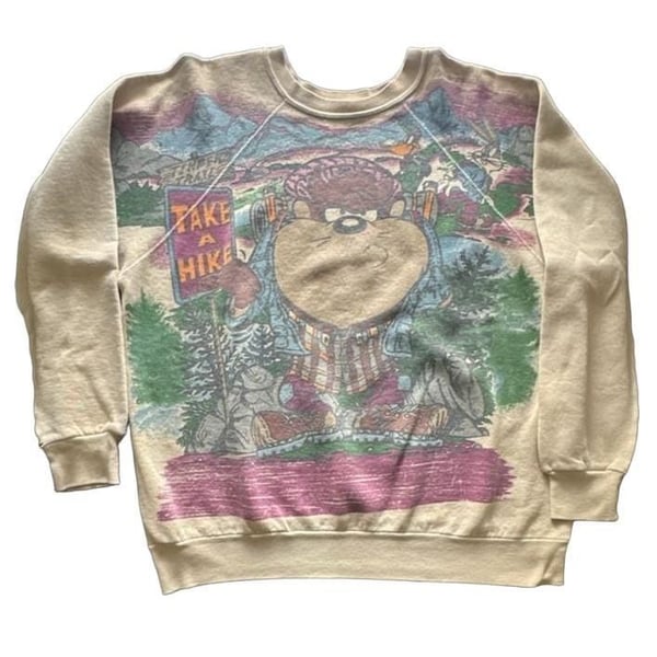 VTG 90s Looney Tunes Taz Take A Hike Vintage Sweatshirt