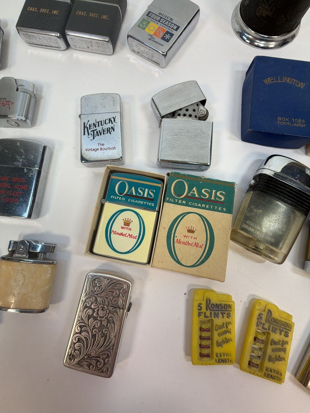 Vintage Lighter Lot of 18 - 1950s Zippos Leather Wrapped, Teamsters Table Lighter 11