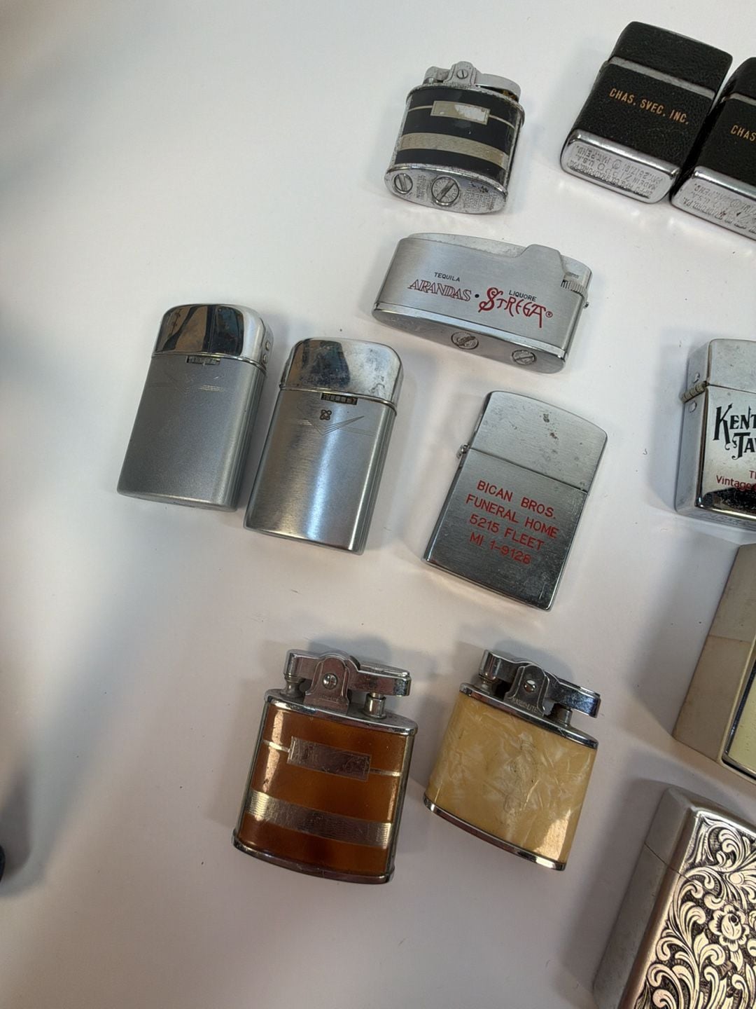 Vintage Lighter Lot of 18 - 1950s Zippos Leather Wrapped, Teamsters Table Lighter 12
