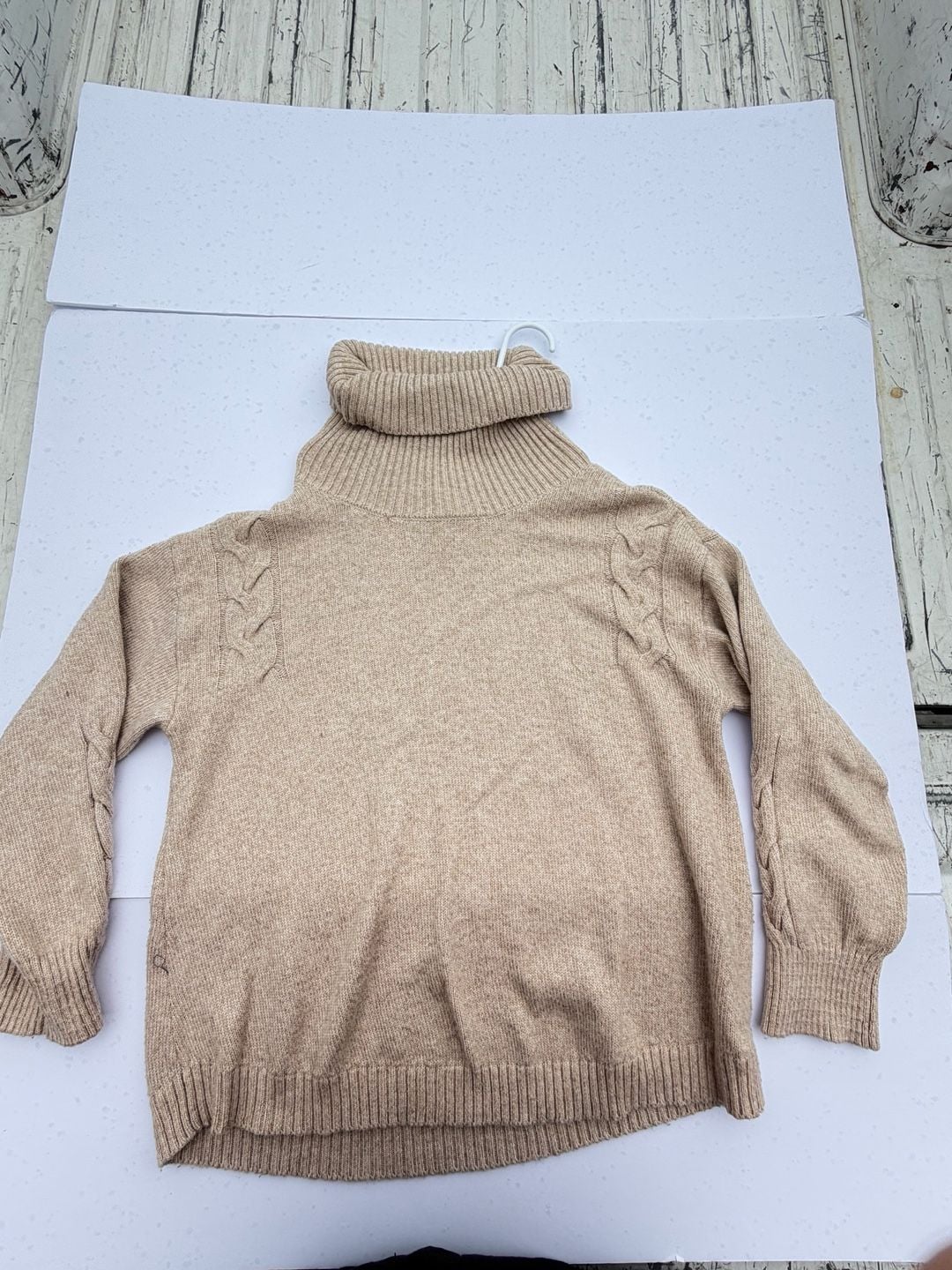 St. John bay Tan Cable Knit Turtleneck Sweater 2