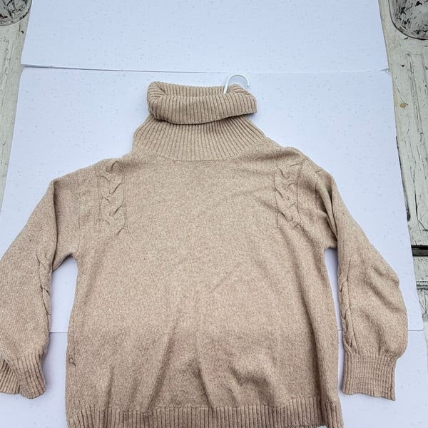 St. John bay Tan Cable Knit Turtleneck Sweater