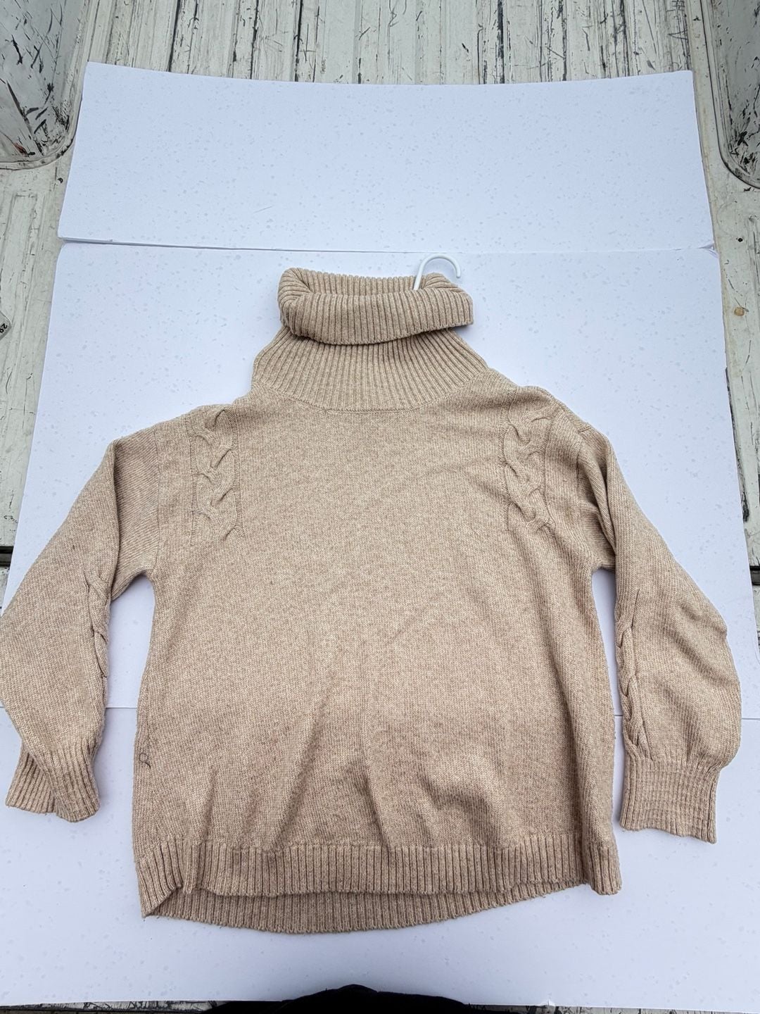 St. John bay Tan Cable Knit Turtleneck Sweater 3
