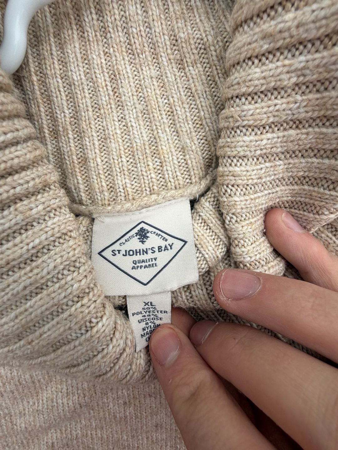 St. John bay Tan Cable Knit Turtleneck Sweater 4