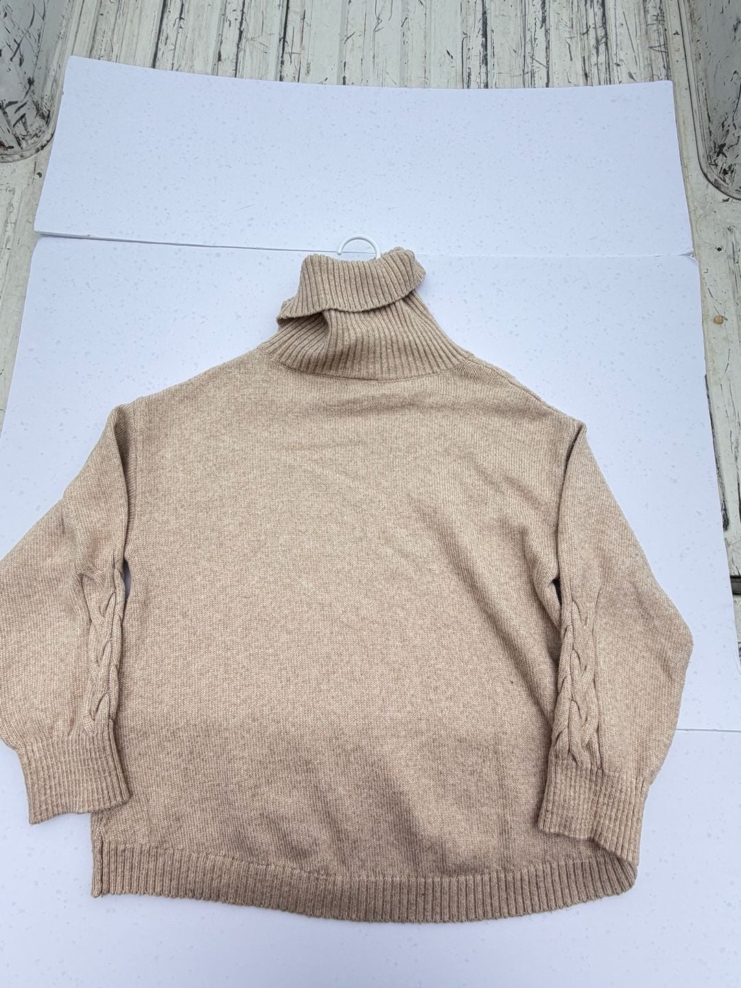 St. John bay Tan Cable Knit Turtleneck Sweater 5
