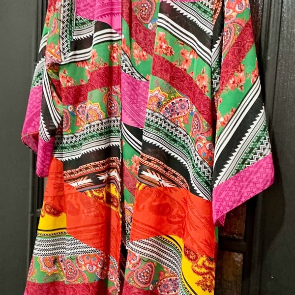 Cato Kimono Size XL Multi Color Boho Paisley Sheer Open Front Cardigan