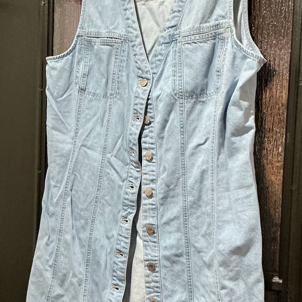 Time And Tru Denim Button Front Mini Dress XXL 20 Light Wash Sleeveless