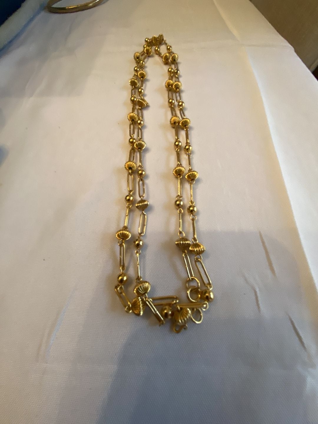 Monet Vintage Gold Tone Beaded and Linked Long Chain Necklace 3