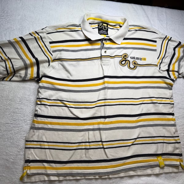 Ecko Unltd Striped Polo Shirt Size XL White Black Yellow
0016