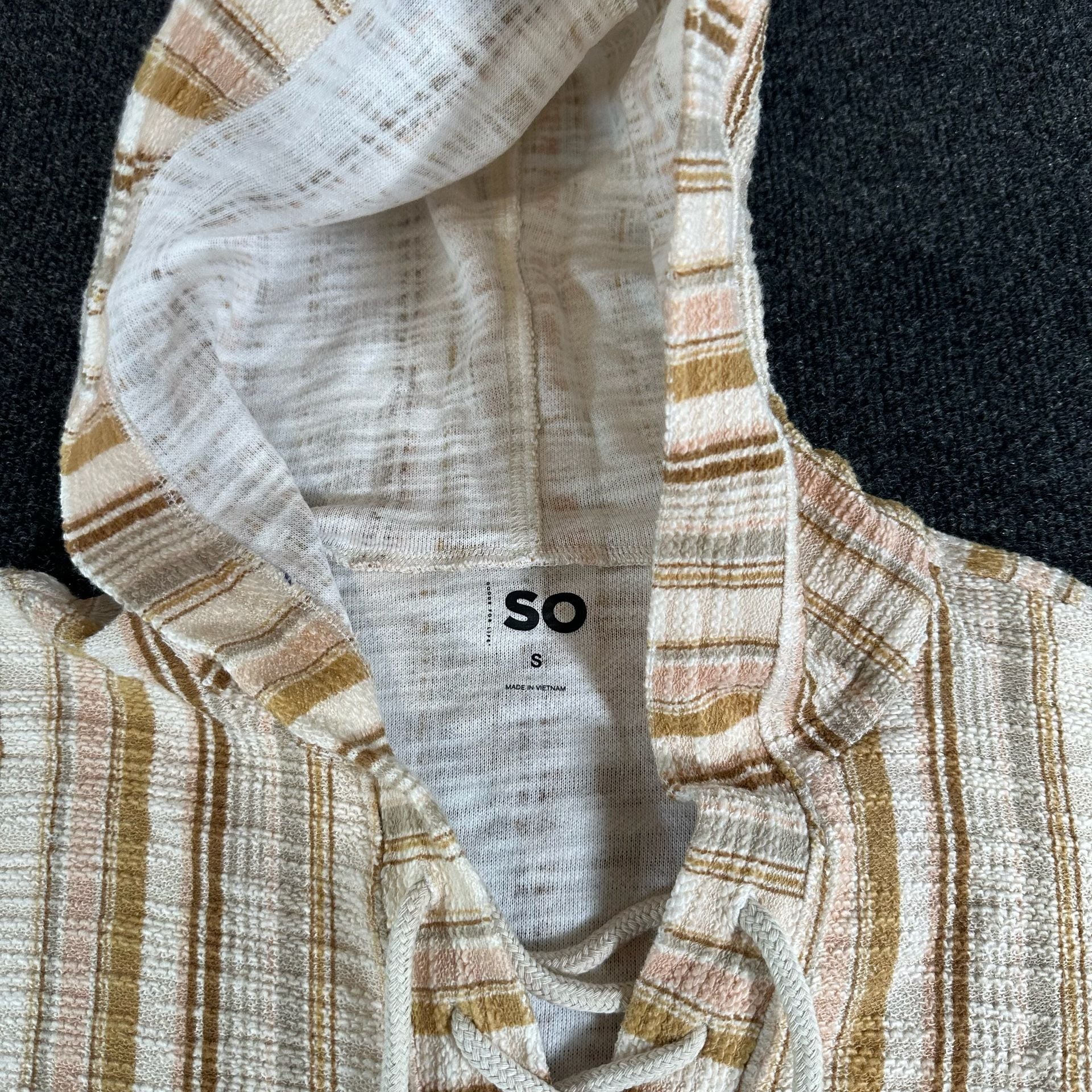 SO Striped Pullover Hoodie Size S Lace Up Pocket 11