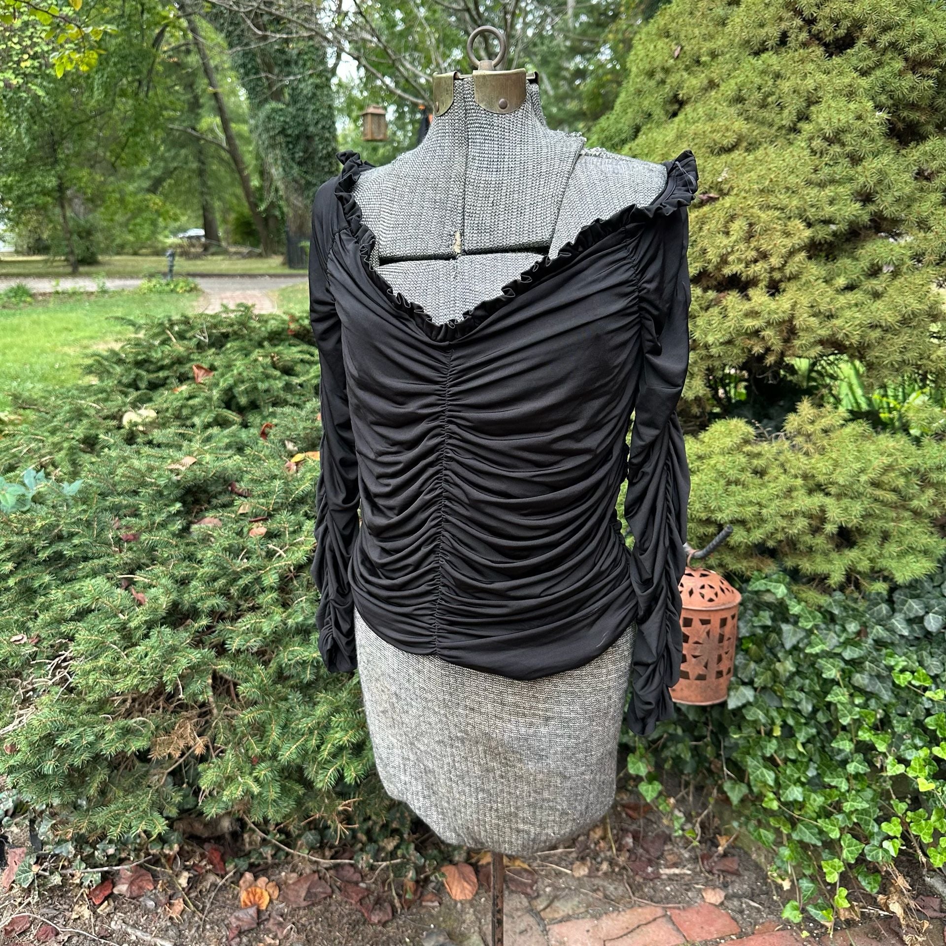 Express Ruched Long Sleeve Top Size L Black NWT Y2K club datenight 2