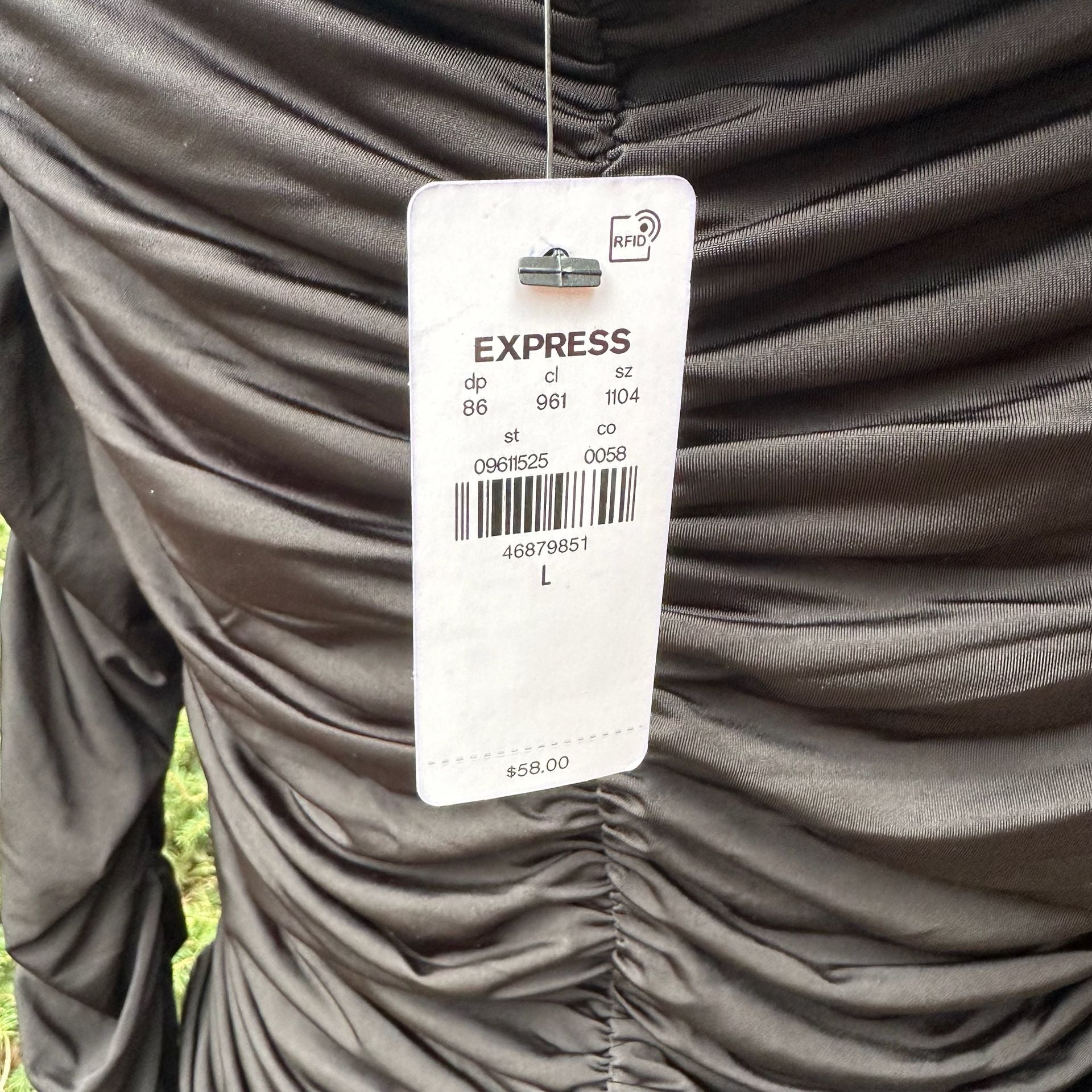 Express Ruched Long Sleeve Top Size L Black NWT Y2K club datenight 5