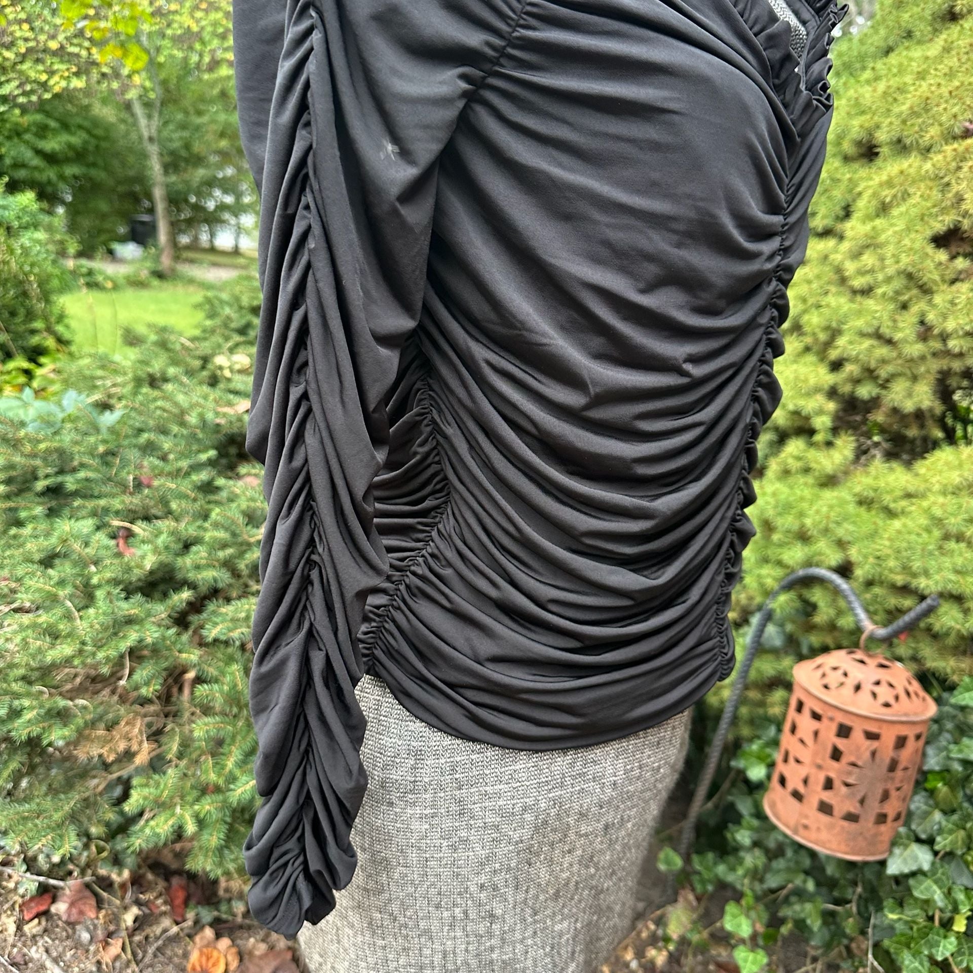 Express Ruched Long Sleeve Top Size L Black NWT Y2K club datenight 8