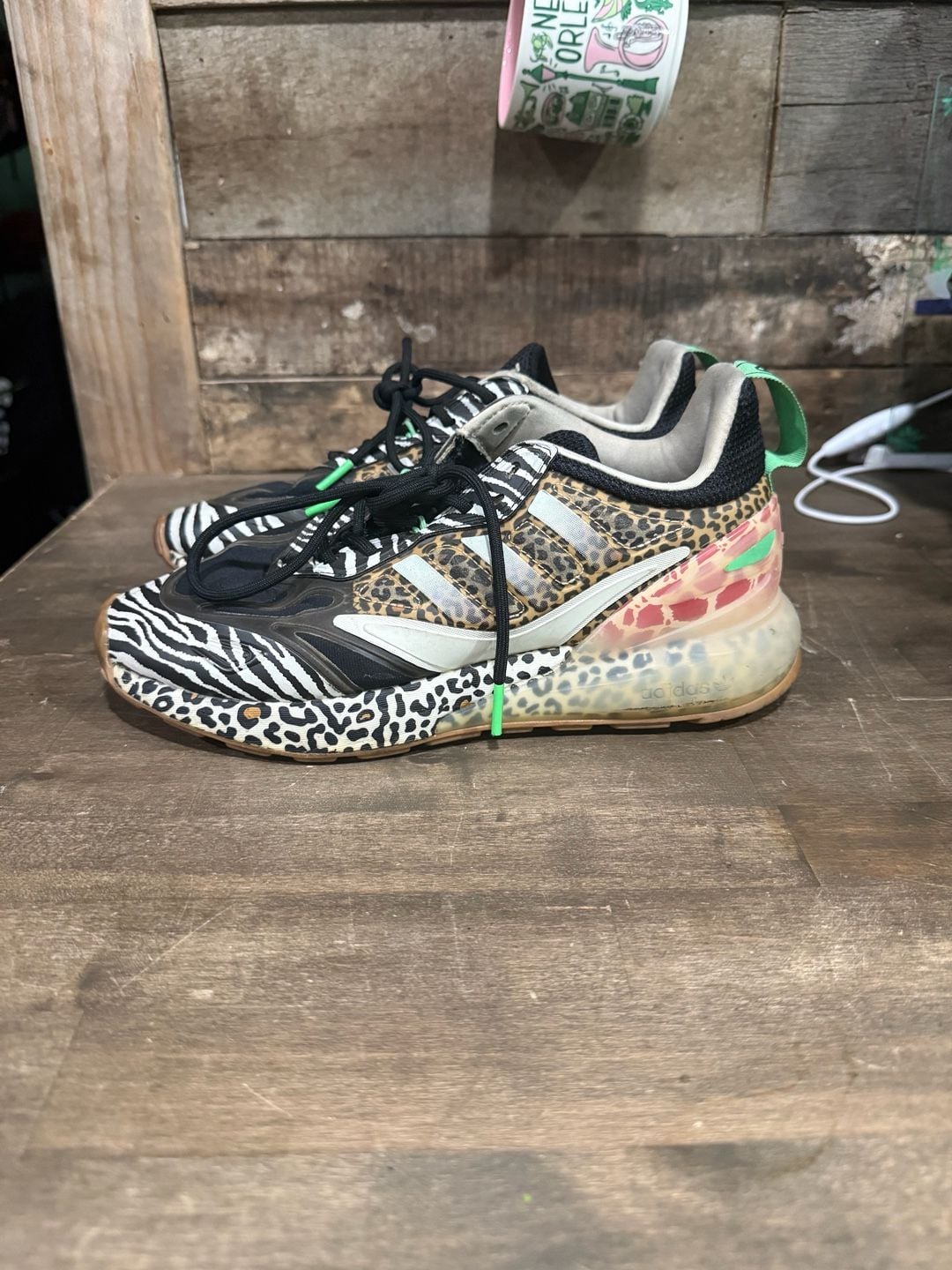 Adidas ZX 2K Boost 2.0 J Size 6 Animal Print Leopard Zebra Sneakers 2