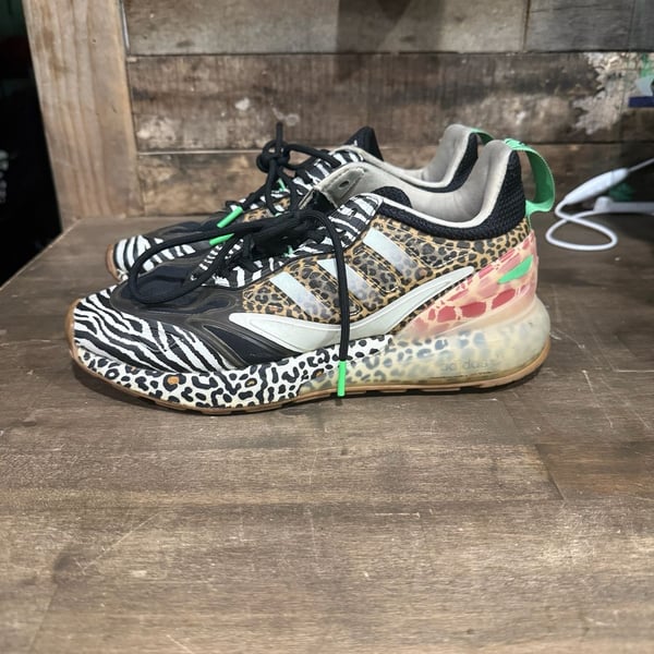 Adidas ZX 2K Boost 2.0 J Size 6 Animal Print Leopard Zebra Sneakers